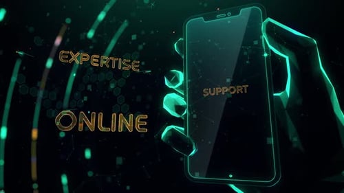 Dynamic Business Technology Presentation with 3D Gold Text