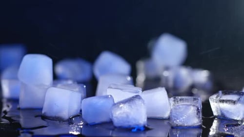 Macro shot of melting ice cubes