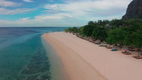 Scenic Beach on Caribbean Island for Summer Holidays Vacation Aerial Video Footage From Drone of