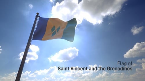 Saint Vincent and the Grenadines Flag Waving in Sunlight