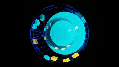 Abstrakte schimmernde schwimmende Neon-Discokugel 02