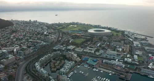 Aerial View of Cape Town Western Cape South Africa with Cape Peninsula Green Point V and A