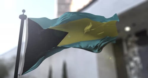 Waving Flag of The Bahamas in Realistic Style