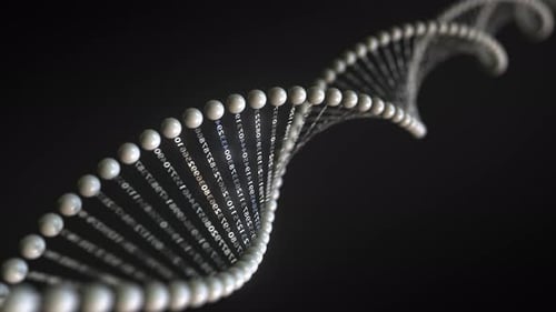 Rotating DNA Helix with Flowing Digital Data and Code