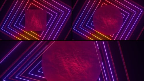 Dynamic Neon Geometric Shapes Looping Background