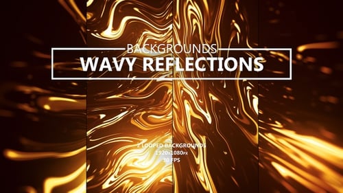 Golden Fluid Wavy Reflections Abstract Loop Background