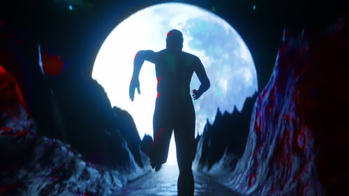 Abstract Runner Journeying Through Cosmic Space