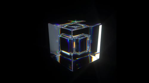 Rotating Prismatic Glass Cube Abstract 3D Animation