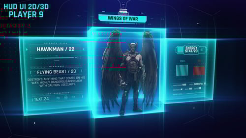 HUD UI 2d/3d Player 9, Elements ft. action & battle - Envato