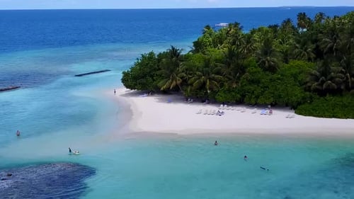Aerial view nature of coast beach trip by lagoon with sand background