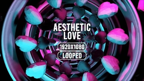 Neon Geometric Hearts Spinning Tunnel Loop Background