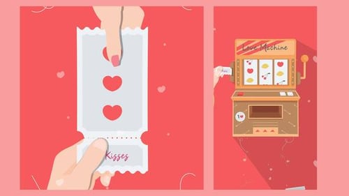 Animated Love Machine with Hearts and Kisses