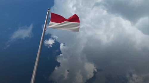 Monaco Flag Waving 4K