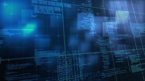 Futuristic Digital Code Grid Flowing Background