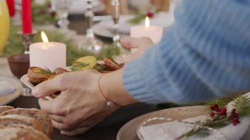 Holiday Dining Table with Roasted Potatoes