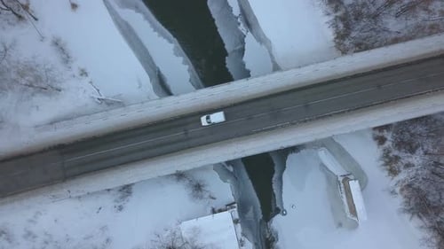 Cars On Winter Road