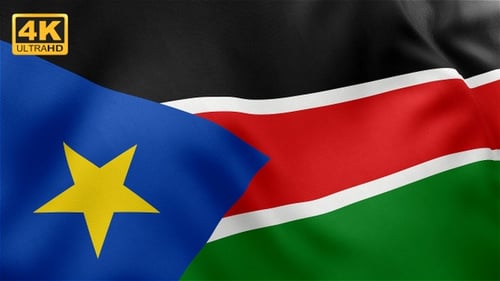 Realistic Waving South Sudan National Flag Animation