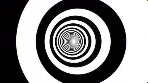 Hypnotic Black White Optical Illusion Circle Ring Psychedelic Tunnel - 4K
