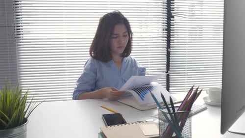 Professional Woman Working at Her Desk in Office