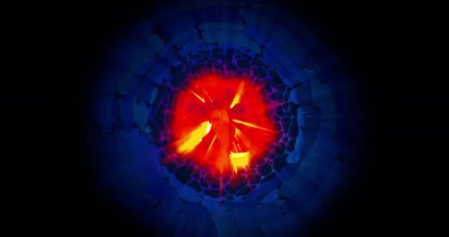 Abstract Energy Core Loop with Blue Fractal Pattern