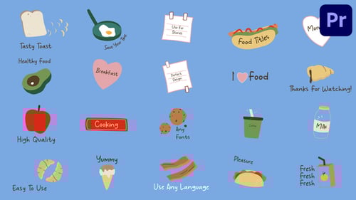 Animated Hand-Drawn Food Titles and Icons for Culinary Content