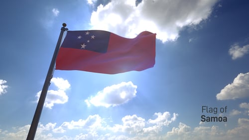 Bandera de Samoa en un asta de bandera V4