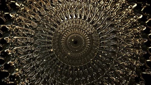 Golden Abstract Geometric Spiral Tunnel Animation Loop