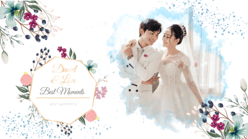 Romantic Wedding Slideshow with Watercolor Floral Accents