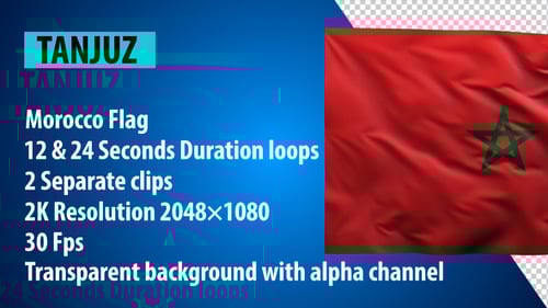 Realistic Waving Moroccan Flag Loop with Alpha Channel