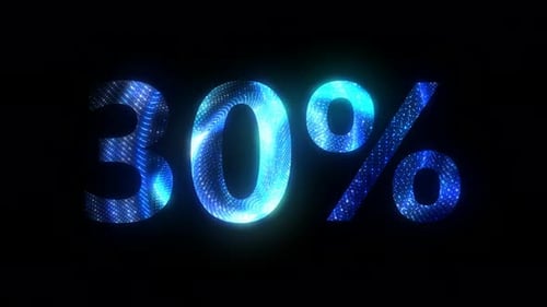 Futuristic Glowing 30 Percent Number Animation