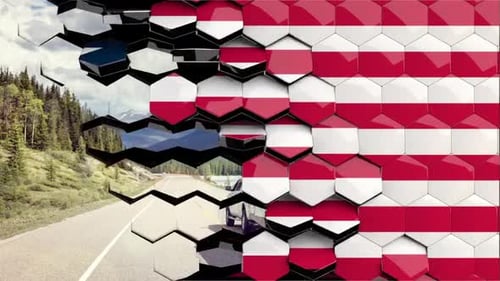 Liberia Flag Hexagon Transition - 4K Resolution