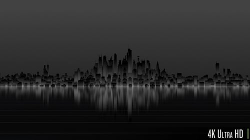 4K 3D Dark City Metropolis Silhouette Concept