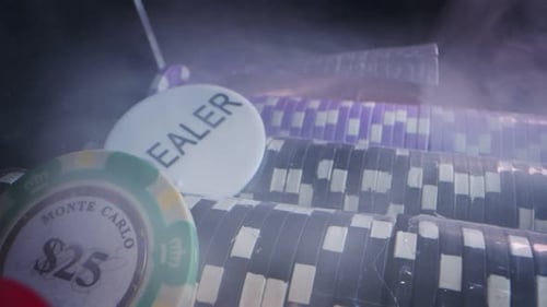 Gambling Accessories and Casino Chips Close Up