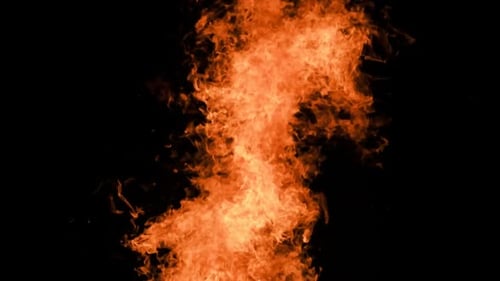 Burning Fire Flames on Black Background