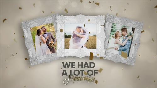 Elegant Wedding Slideshow with Ornate Frames and Confetti
