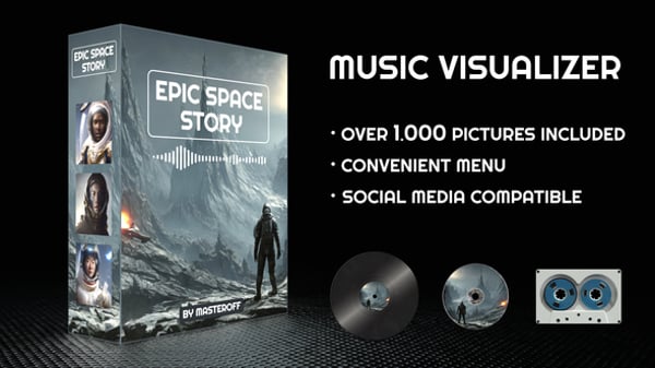 Animated Vinyl Record Audio Visualizer with Glowing Lines, Elements ft ...