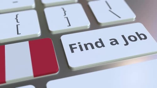 FIND A JOB Text and Flag of Peru on the Keys
