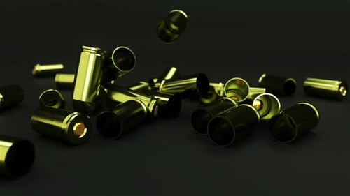 Animation Cartridge Case Falls on the Black Floor