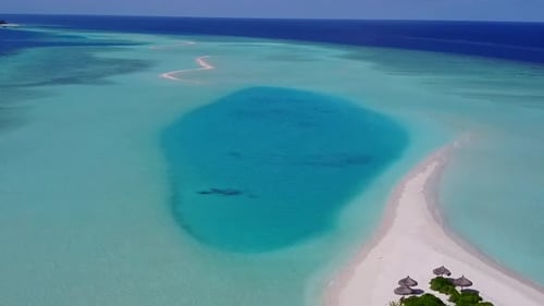 Aerial drone nature of tourist beach time by sea with sand background