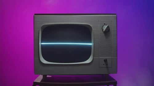 Vintage Television with Light on Screen