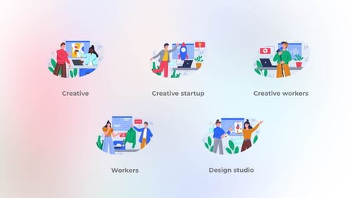 Trabajadores creativos: conceptos planos