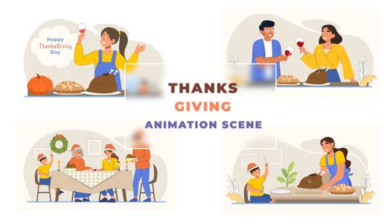 Thanks Giving Animation Scene, Elements ft. character & design - Envato