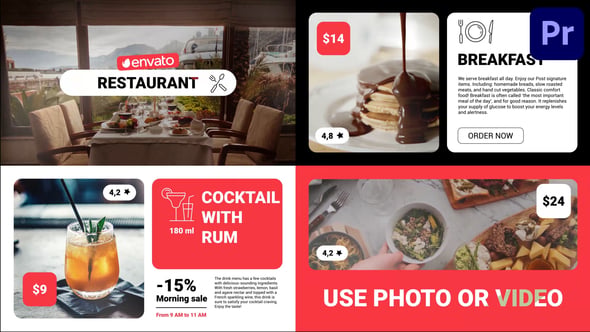 Modern Restaurant Food Menu for Premiere Pro, Openers ft. food menu ...