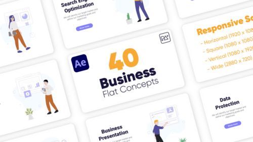 Flat Business Concepts with People and Interfaces Animation