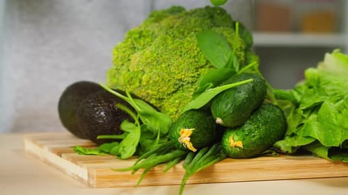 Assorted Fresh Vegetables on Cutting Board