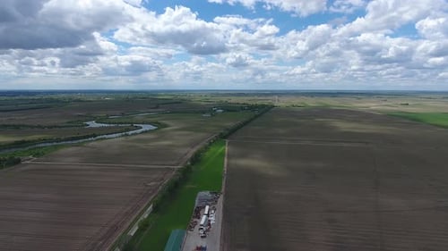 Aerial View of Farmland and River