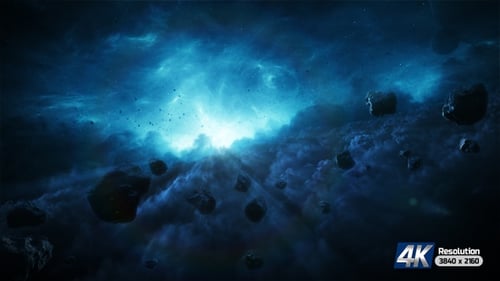 Deep Space Nebula and Asteroids Fly-through Background