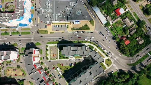 Aerial Birds Eye View of Urban Intersection