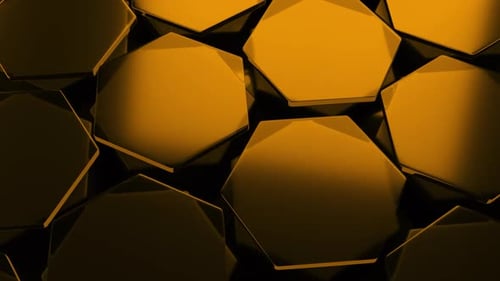 Abstract Golden Hexagons Grid Looping Background Animation
