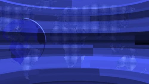 Global Digital News Broadcast Background with Rotating Earth Map